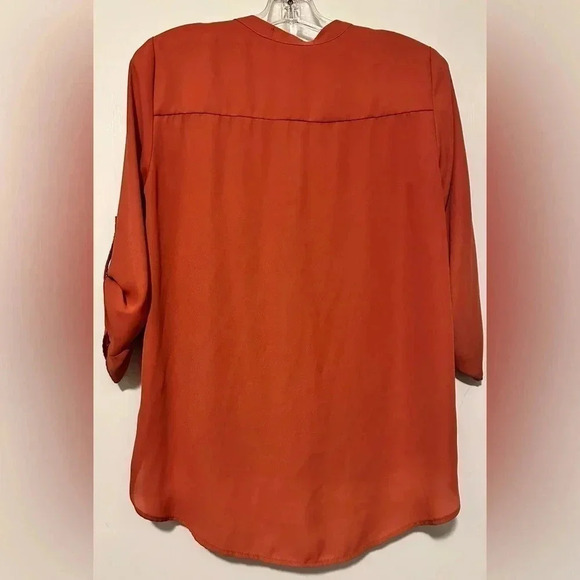 Impressions rust button up blouse size M - Picture 3 of 8